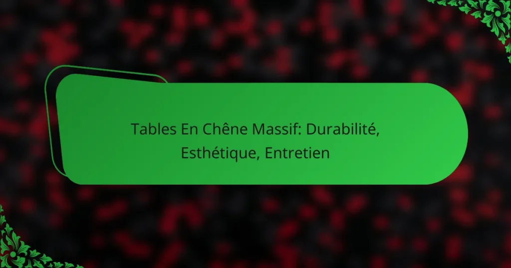 Tables En Chêne Massif: Durabilité, Esthétique, Entretien