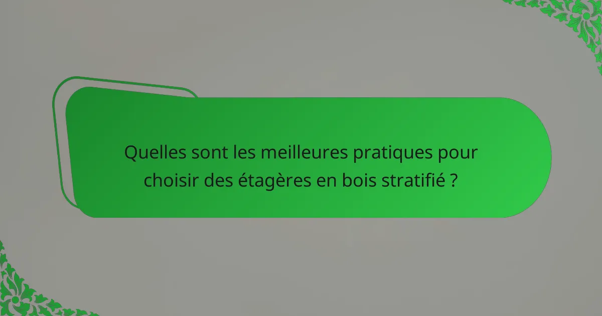 Quelles sont les meilleures pratiques pour choisir des étagères en bois stratifié ?