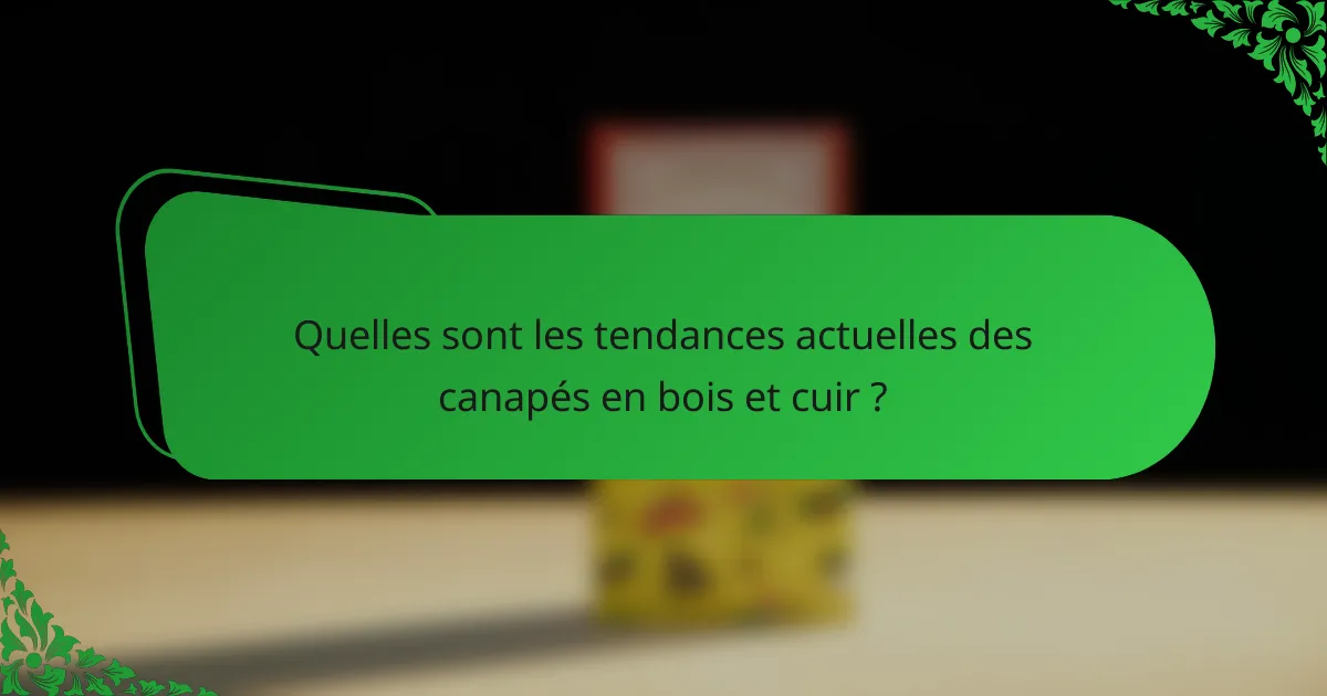 Quelles sont les tendances actuelles des canapés en bois et cuir ?